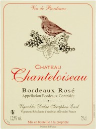 Etiquette du Bordeaux Rosé, Château Chanteloiseau